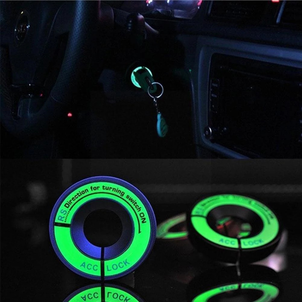 Saklar Pengapian Mobil Otomotif Stiker Hias Aksesoris Luminous Untuk Mobil Motor Universal Dekorasi 3D Fluorescent Circle Car Start Button