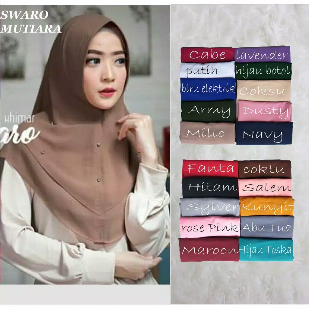 (BISA COD) KHIMAR SWARO MUTIARA PET ANTEM HIJAB JILBAB BERGO KERUDUNG INSTANT TERLARIS MINI 2 LAYER
