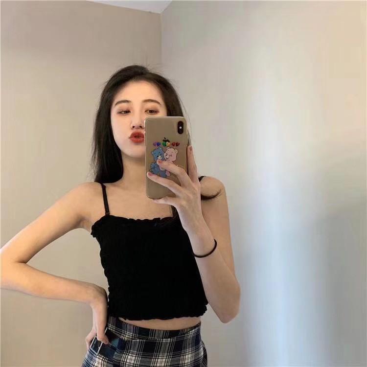 Ladies Tank Top Crop Top Bra Korean Style Bahan Katun Import Tali Lepas Pasang 2007-7