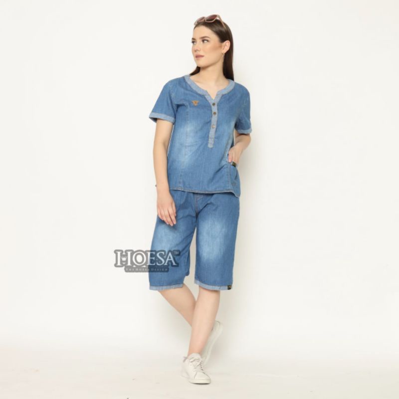 one set jeans wanita - one set pendek - setelan jeans pendek - one set jeans murah - setelan jeans murah - ootd - setelan santai - one set home - home dress - setelan jeans wanita import - one set import - setelan harian-4