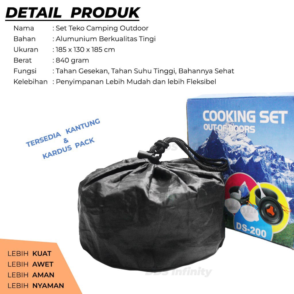 [COD] Cooking set Ds 200 - alat masak camping - cooking set outdoor - coking set camping - set alat masak camping - panci camping set