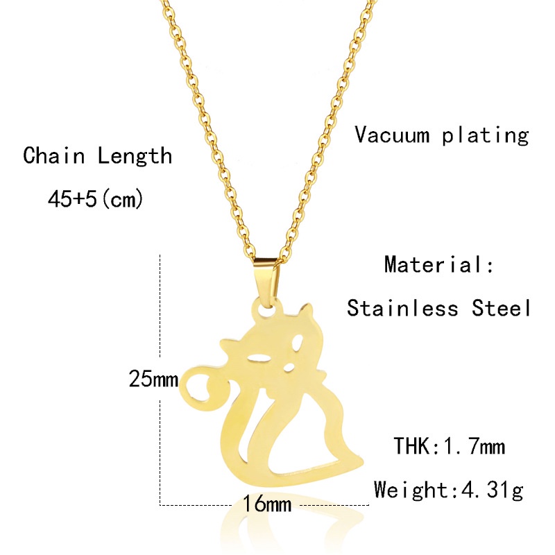 Aksesoris hollow lucu Kitty kalung fine melempar stainless steel hewan anak kucing liontin kalung