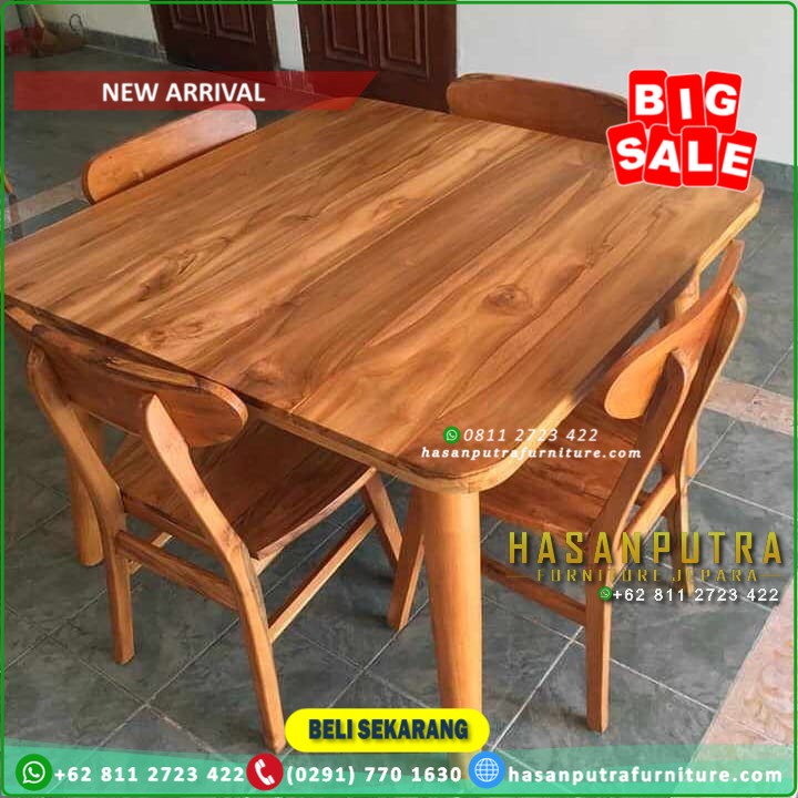 Kursi Makan Cafe, Meja Makan Jati Jepara, Meja Makan Cafe 4 Kursi Jati Jepara