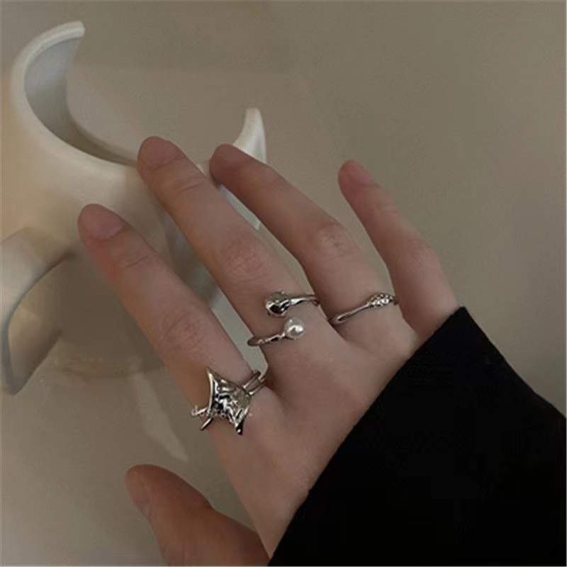 Cincin Model Terbuka Bahan Metal Gaya Retro Adjustable