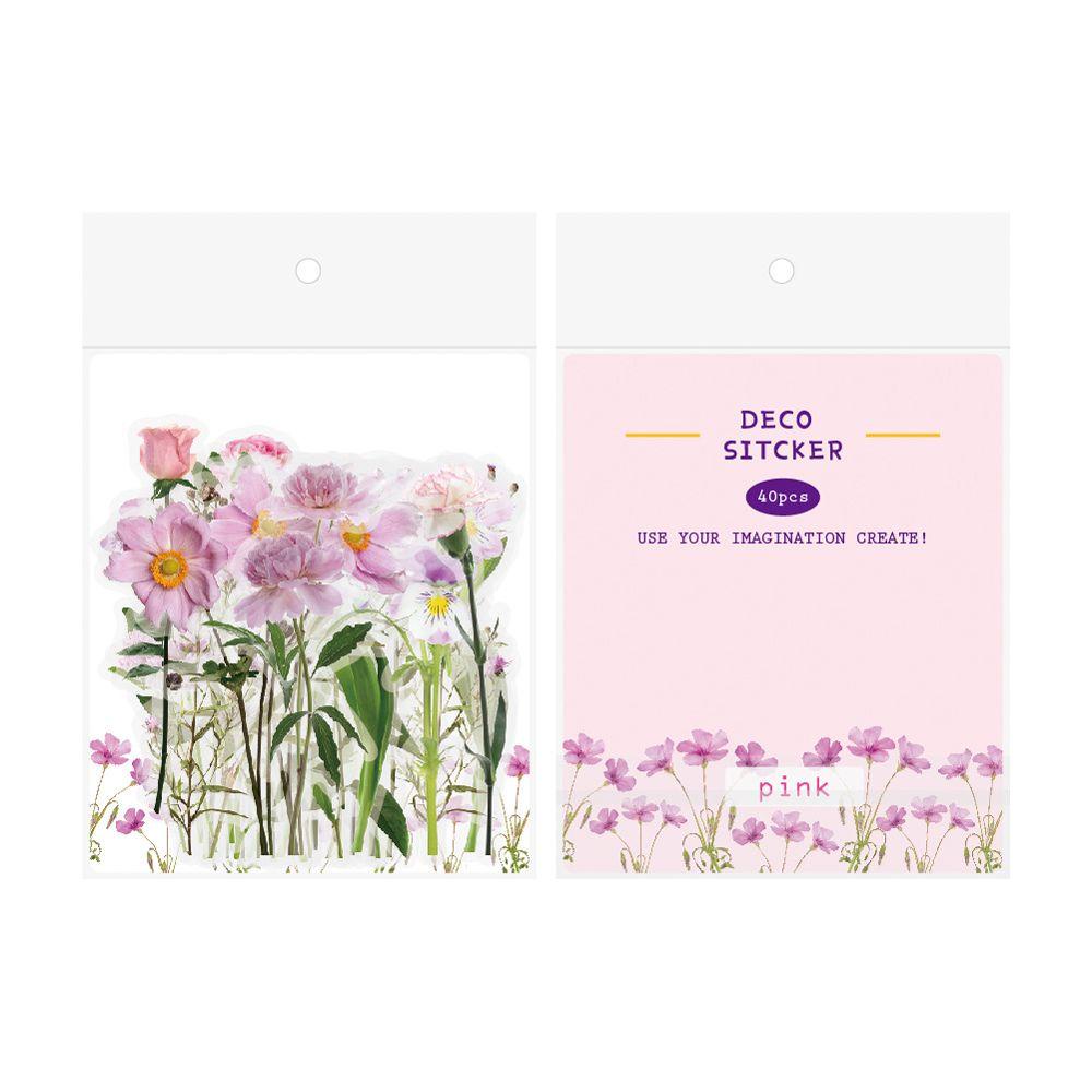 Lanfy Stiker Bunga 40 Pcs Tahan Air Transparan Perlengkapan Jurnal Aesthetic Flowers Stationery Botanical Stickers