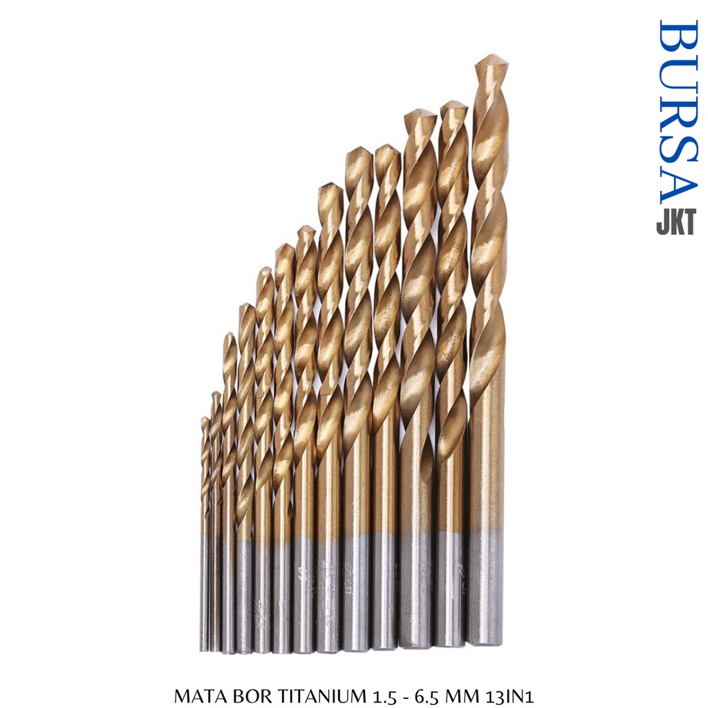 SET MATA BOR 1.5 - 6.5MM 13 PC HSS TITANIUM DRILL BIT