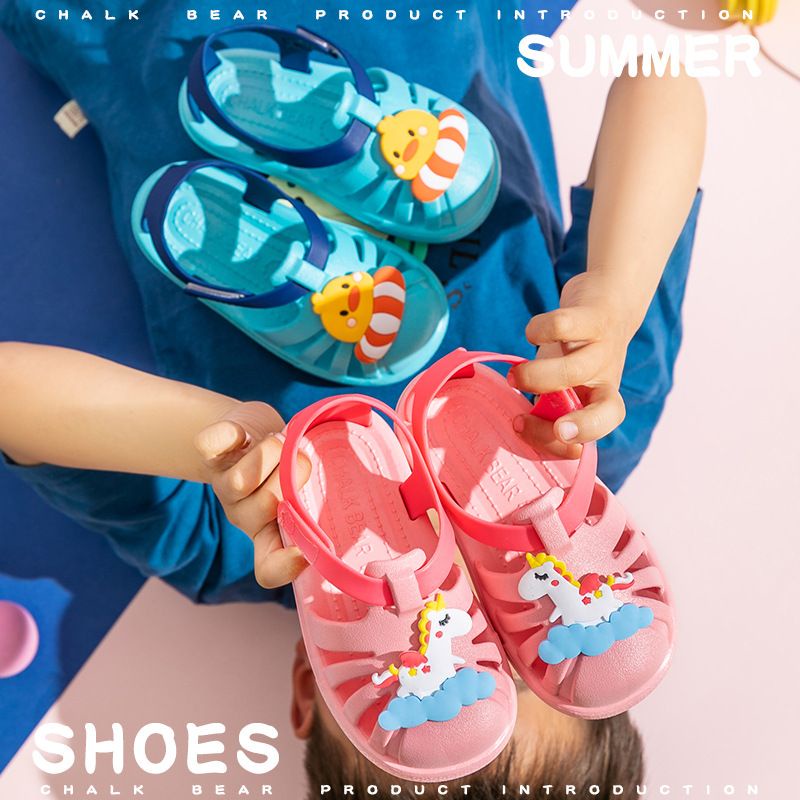 (HZ) sandal sepatu karet anak cewek cowok dengan tali velcro sandal perekat S6