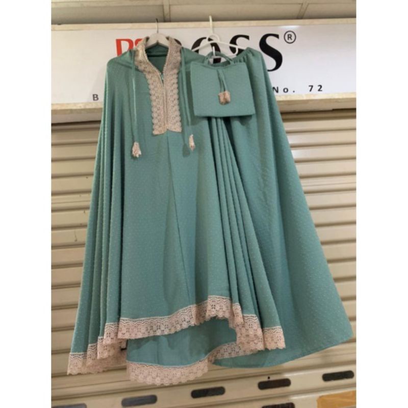 Mukenah Rayon Crinkle Airflow Uragiri Bordir Premium ( Ada Resleting di Dagu) / Mukenah Rubi Origina