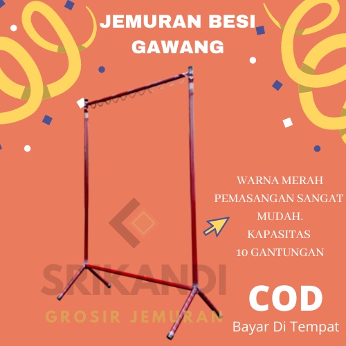 JEMURAN BAJU BESI SINGLE/JEMURAN BAJU BESI KUAT MODEL GAWANG
