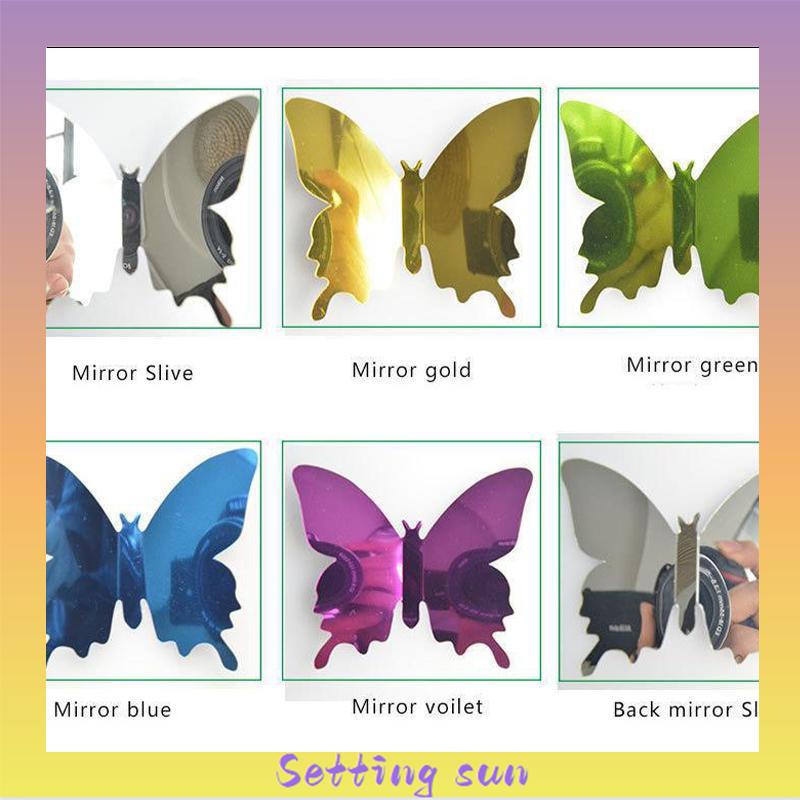 Tiga -Dimensi Pet Mirror 3D Butterfly Wall Sticker Stiker Ruang Tidur Ruang Ruang Ruang Belajar Studi TN