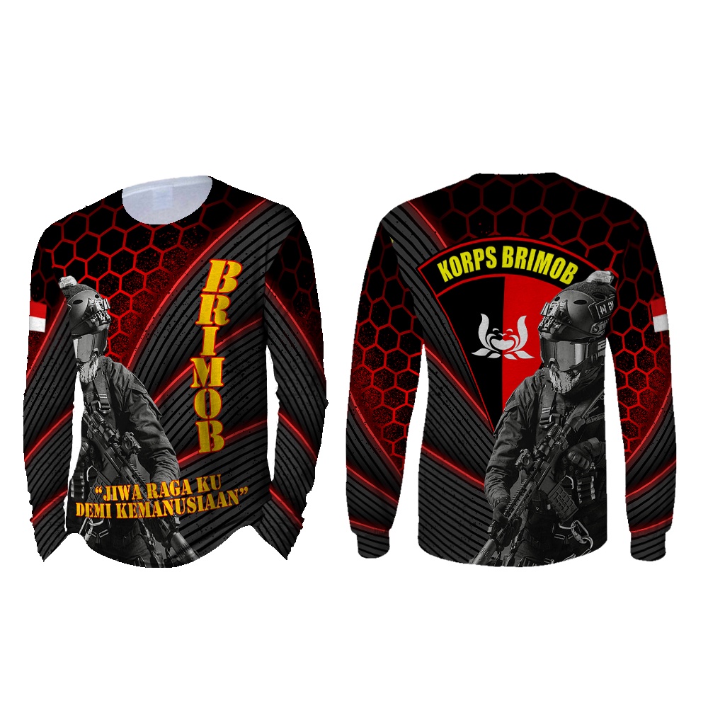 [Riashop] Kaos Brimob Pria | Kaos Brimob Lengan Panjang | Kaos Brimob Asli