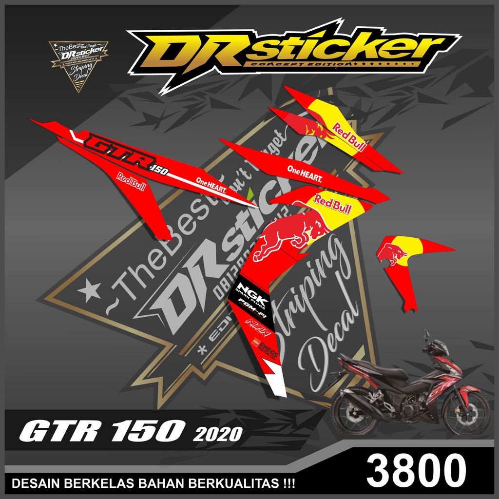 3800 STRIPING STICKER MOTOR HONDA GTR 150 TAHUN 2020 DESIGN STIKER RED  BULL SEMIFULL