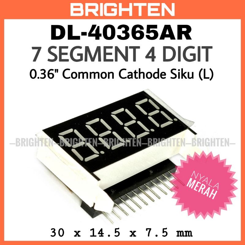DL-40365AR 0.36" 7 Segmen 4 digit 12pin L Siku Common Cathode CC Merah