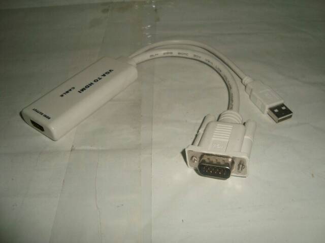 Converter konektor VGA male to HDMI female with kabel usb power HD 1080P kabel