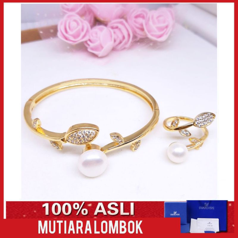 set perhiasan gelang cincin mutiara lombok asli mutiara air tawar mutiara lombok jewellery pearl
