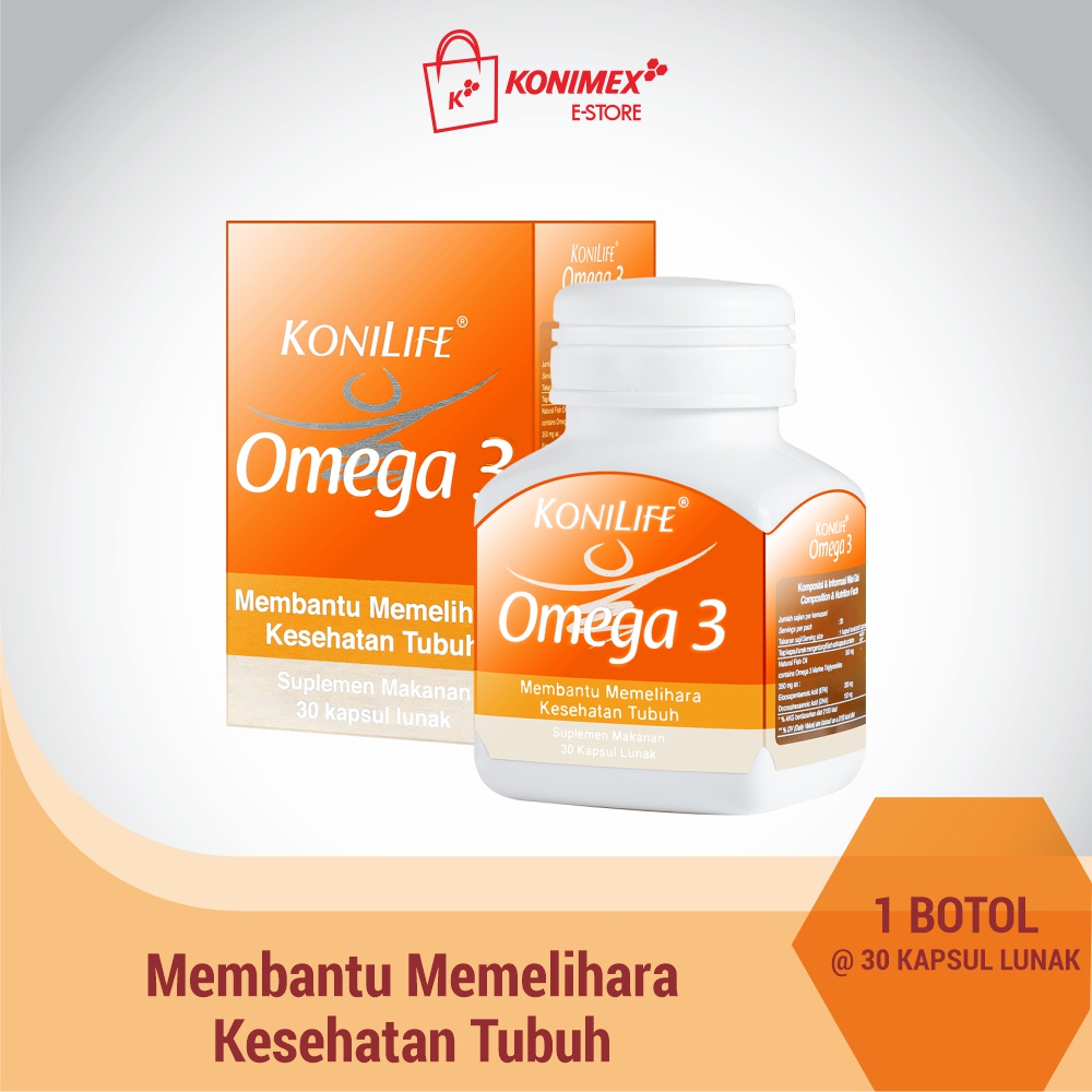 Konilife Omega 3 Food Supplement Botol 30 Softcapsule Minyak Ikan Dosis Tinggi Aman Mudah Ditelan