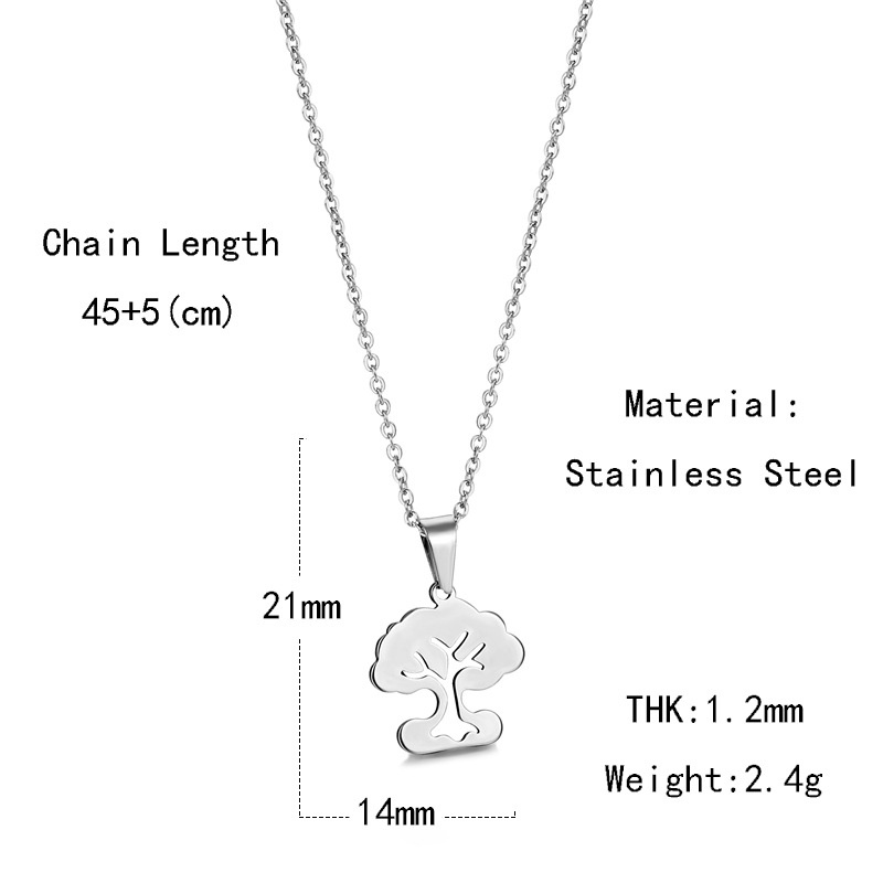 Stainless steel Kecil pohon kalung wanita Eropa dan Amerika geometris sederhana pohon Natal liontin