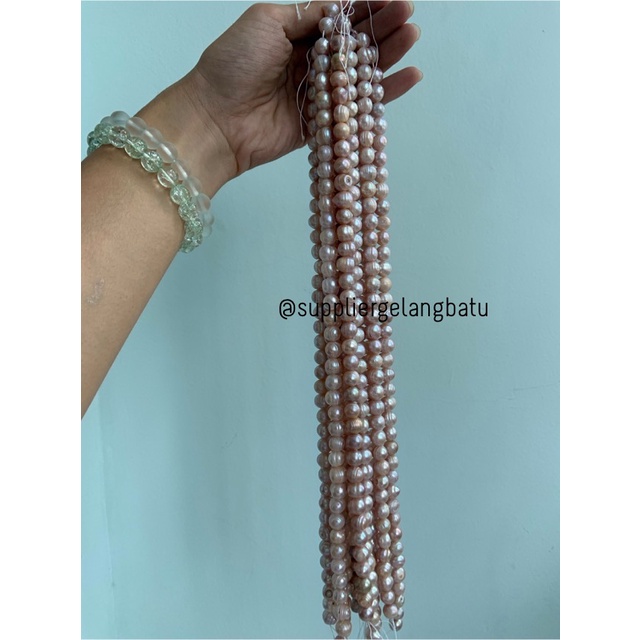 Bahan Mutiara Air Tawar Barok / Baroque LAVENDER 10 x 16mm Bulat pearl