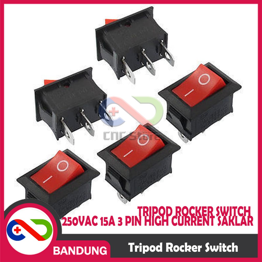 TRIPOD ROCKER SWITCH 250VAC 15A 3 PIN HIGH CURRENT SAKLAR