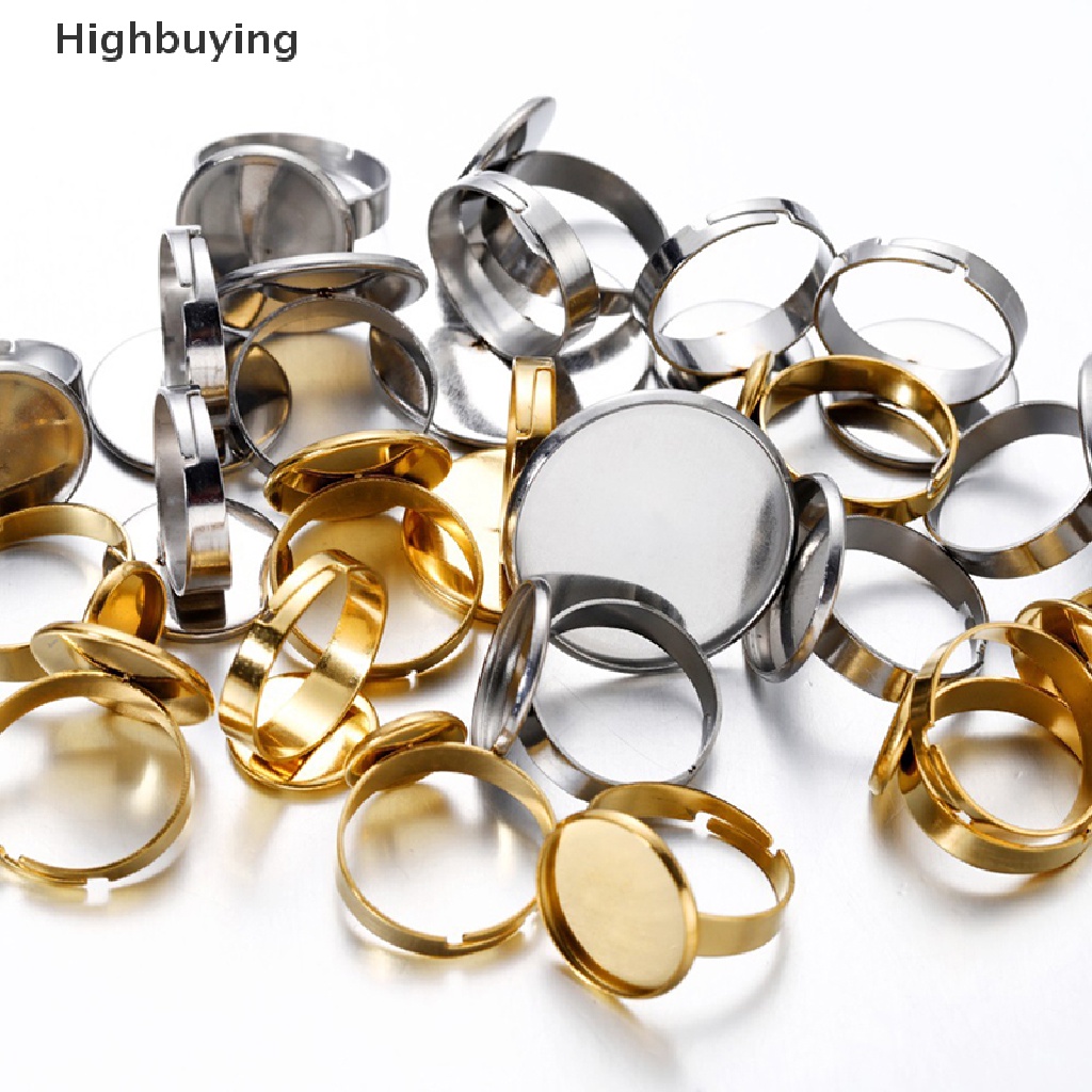 10 Pcs / lot Cincin Kosong Bahan Stainless Steel Dapat Disesuaikan Untuk Membuat Perhiasan DIY Glory