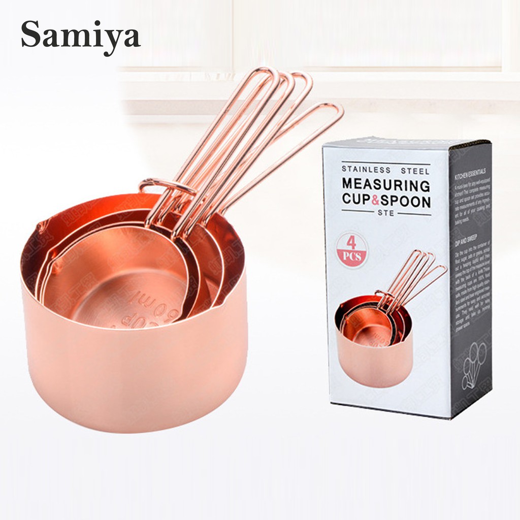 Measuring cup spoon 4in1 / sendok takar ukur set rosegold gold / sendok takar kopi