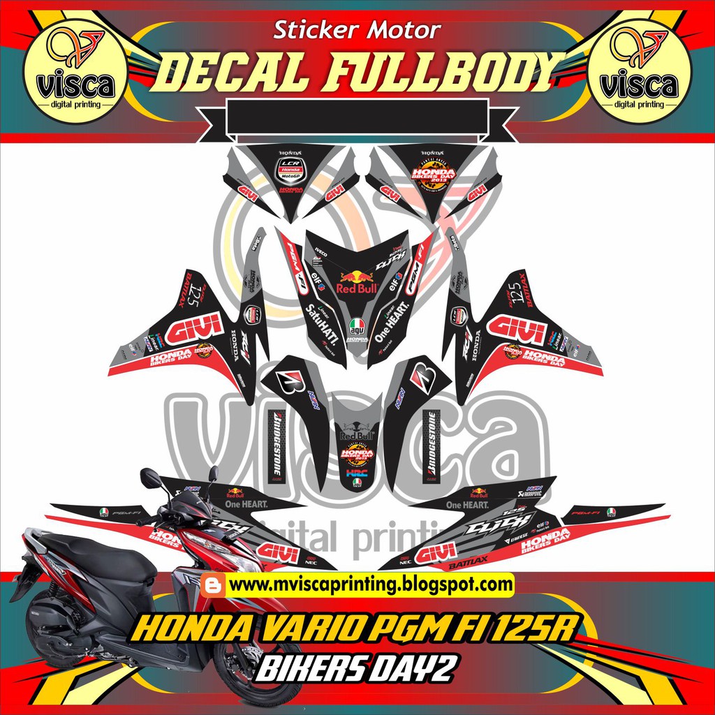 STRIPING MOTOR DECAL MOTOR HONDA VARIO PGM FI 125R BIKER DAY