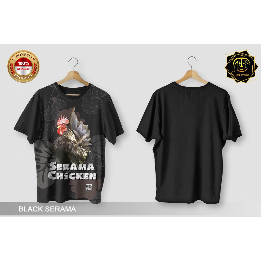 [ BAYAR DI TEMPAT ] BAJU PRINTING GAMBAR AYAM SERAMA BLACK - KAOS DISTRO ORIGINAL MOTIF HOBI HOBBY A