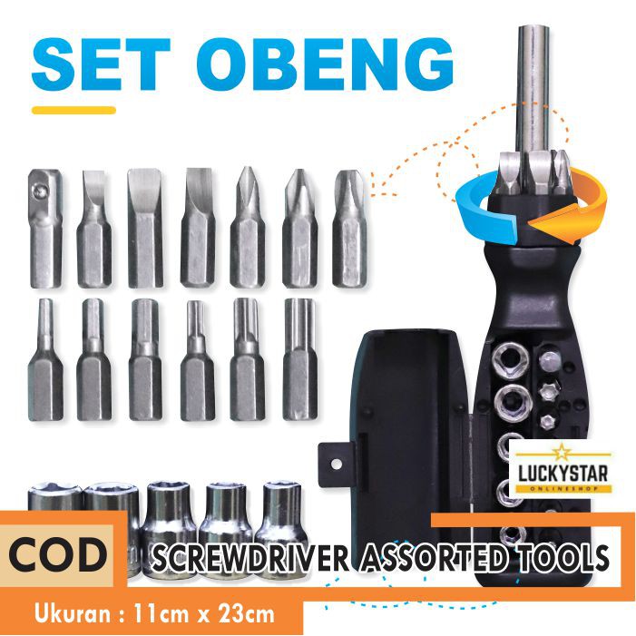 Obeng Ketok Set Screwdriver Assorted Tools Impact 19in1 Lengkap Peralatan Perkakas Elektronik Import - GJ-18 - LuckyStar