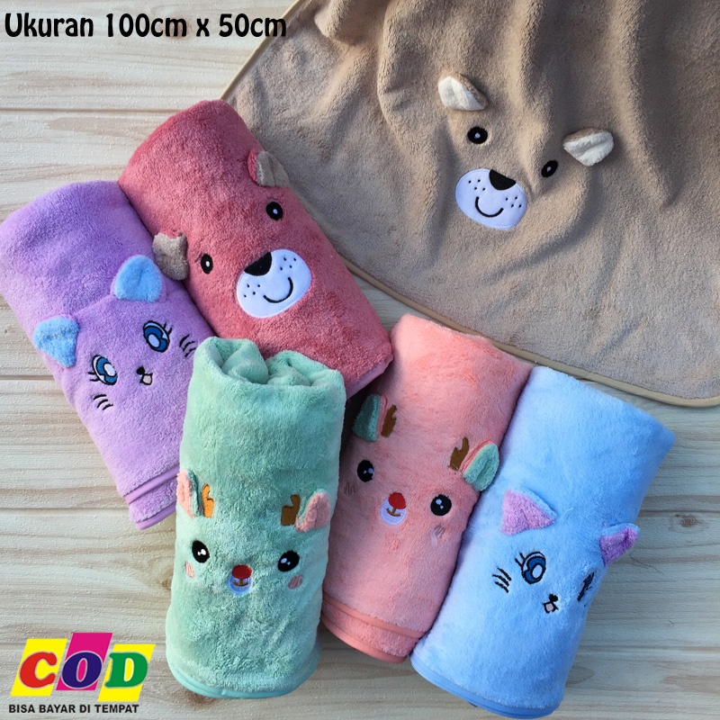 Handuk Bayi Karakter Super Lembut dan Tebal Ukuran 100x50cm Almeera Baby and Kids