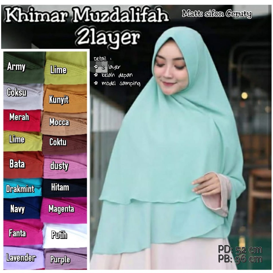 Jilbab Ceruti Dua Tumpuk Model Khimar Benic Softpad Antem Variasi