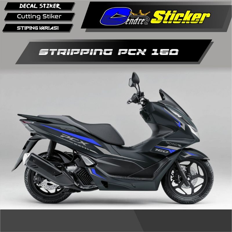 Striping Cutting Sticker Honda NEW PCX HITAM 2021 160cc Biru