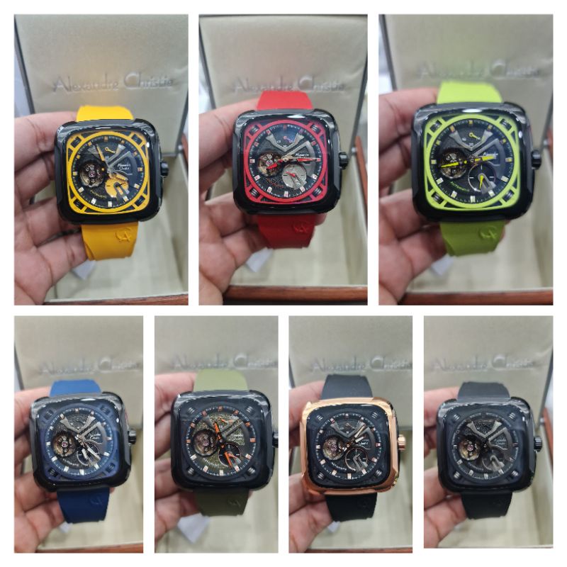 jam tangan pria alexandre christie ac6577 man automatic rubber original 6577