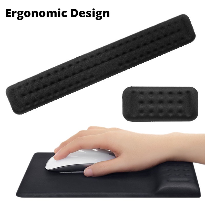 Set Mouse Pad Gaming Ergonomis Bahan Memory Foam Lembut Nyaman Anti Slip Dengan Bantalan Pergelangan Tangan