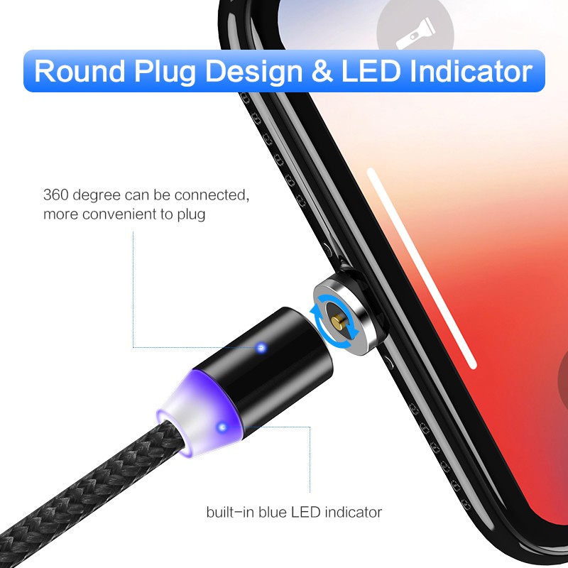 Kabel Data / Charger Micro USB Magnetik Fast Charging untuk iPhone / Huawei / oppo / Xiaomi