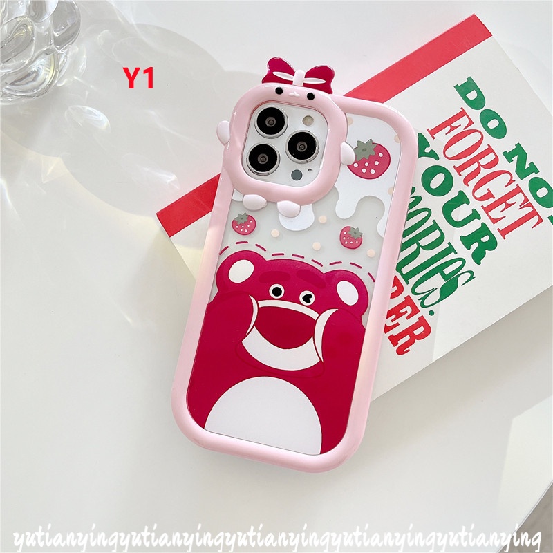 Case Desain Kartun Beruang Winnie The Pooh Strawberry Untuk VIVO Y35 Y22 Y12s Y15 Y12 Y21 Y12i Y15s Y15A Y01 Y20 Y50 Y33s Y21 Y21 Y21 Y21T Y21A Y11 Y21s Y1S Y21A Y33s