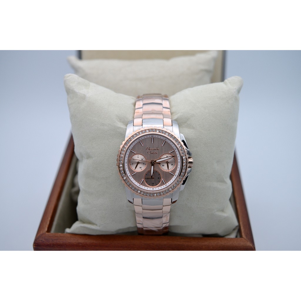 Alexandre Christie AC 6455 Rose Gold Silver Ring Diamond for Ladies Original