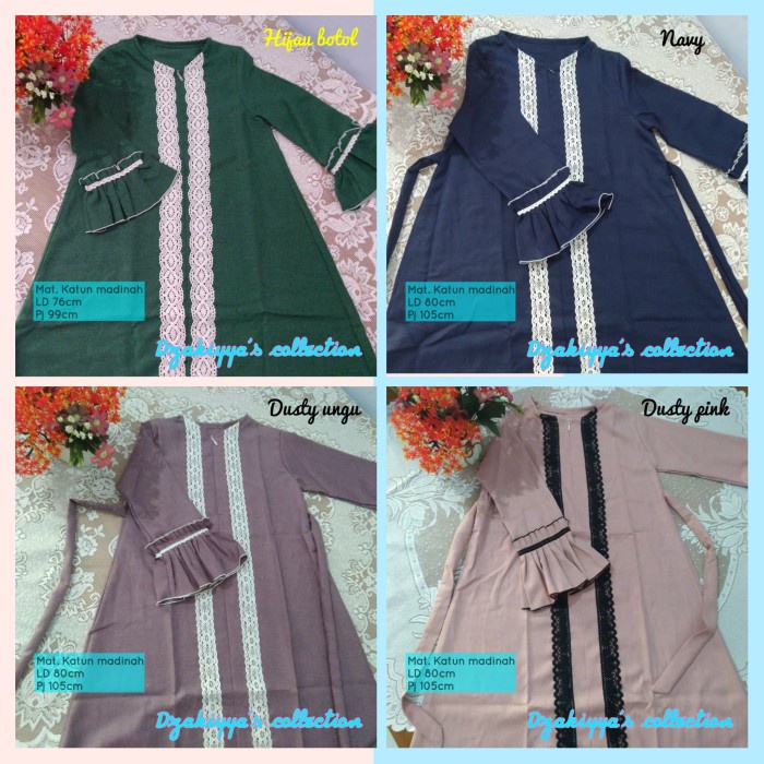 Gamis anak bahan katun madinah kombinasi renda size 6-7 tahun