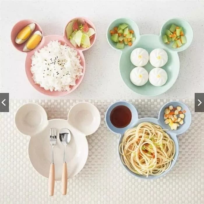 Piring Makan Bayi Karakter Mickey / Peralatan Piring Makan Sekat Anak Set Karakter Lucu Unik