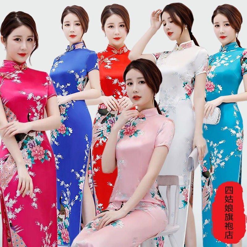 CHEONGSAM DRESS WANITA PHOENIX BUNGA ROK PANJANG PAKAIAN  TRADISIONAL EDISI IMLEK GONG XI FA CAI