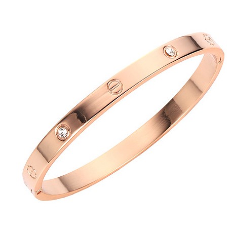 Gelang Tangan Titanium Energi Magnetik Om Mani Padme Hum Untuk Wanita C3-Rose Gold(Diamond)