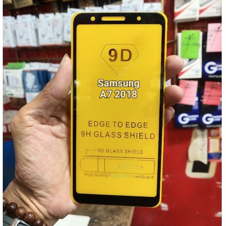 Premium glass samsung a7 2018 tempered glass full cover