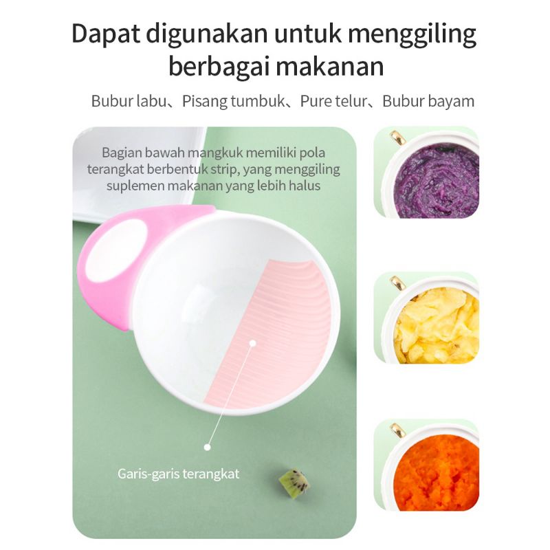 Food Masher Grinder Bowl Mangkok Penghalus Pelumat Pembuat Makanan MPASI