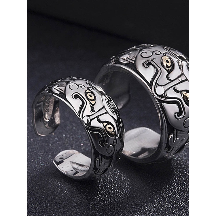 Cincin Model Terbuka Bahan Silver 925 Gaya Vintage Untuk Pria