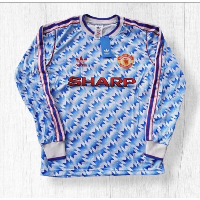 Jersey Bola Retro Mu Manchester United Away 91/92 Longsleeve
