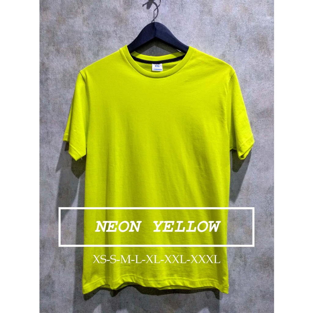  Kaos  Polos  Koze Unisex Warna Neon  Yellow Lengan Pendek XS 