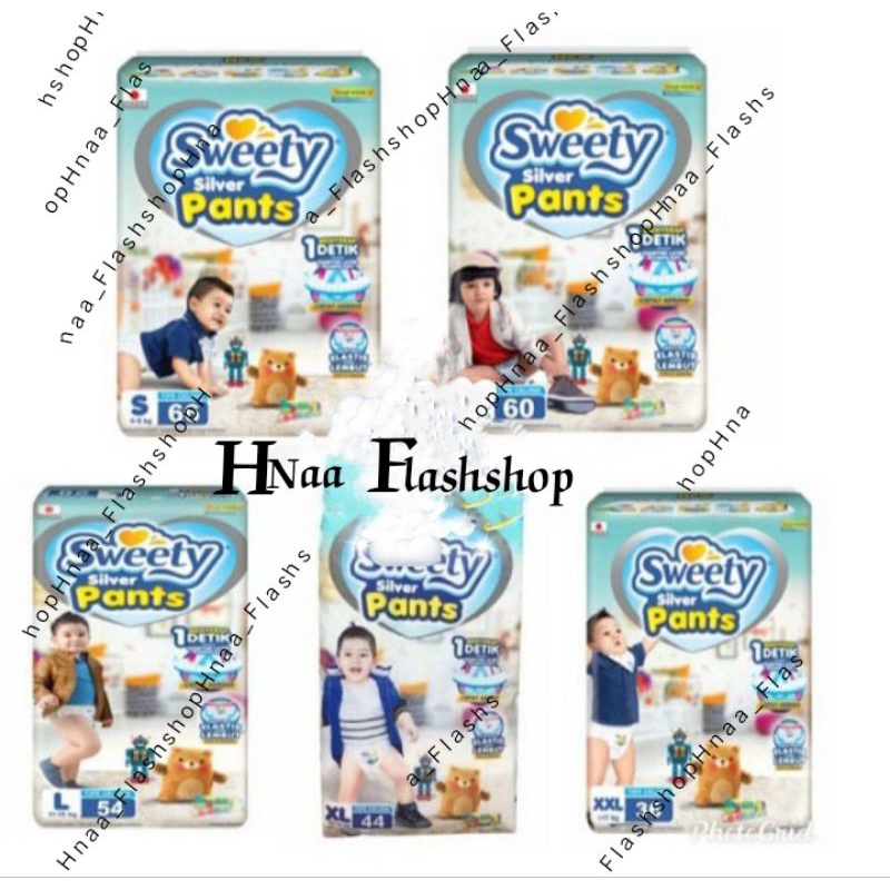 pampers sweety silver pants(S66/M60/L54/XL44/XXL36)