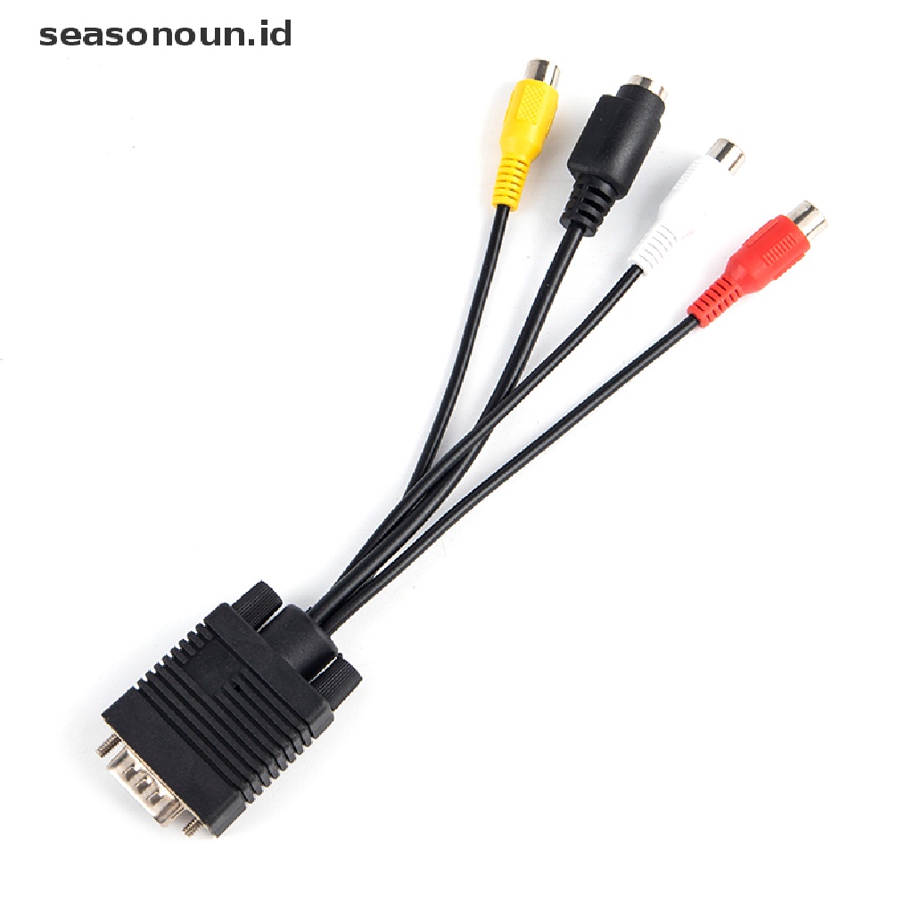 【seasonoun】 3RCA Converter Cable New VGA to Video TV Out S-Video AV Adapter VGA TO VGA Cable ID