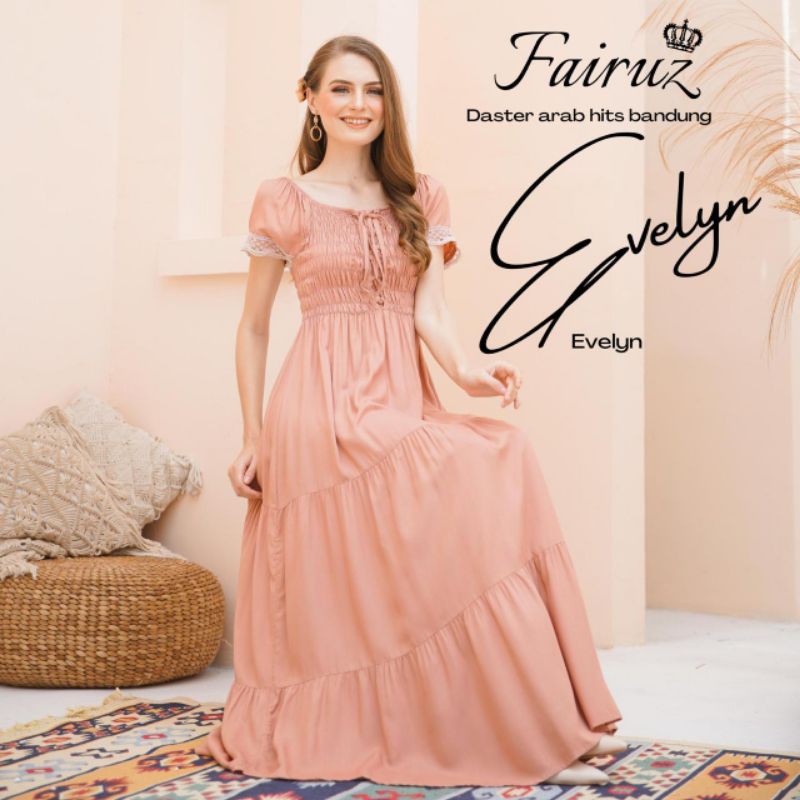 Daster Arab FAIRUZ EVELYN Long Dress Rayon sabrina Top crop super klok