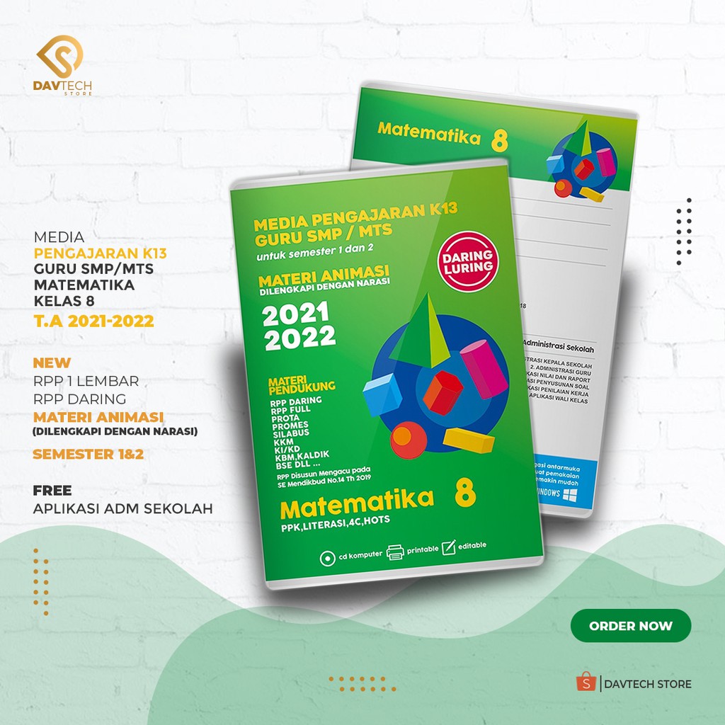Cd Rpp media ajar daring luring matematika kelas 8 SMP/MTS ajaran baru