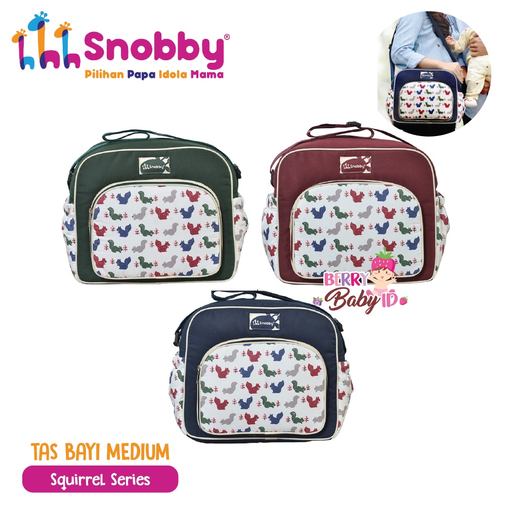 Snobby Tas Bayi Medium Saku Depan Baby Travel Diaper Bag Multifungsi Berry Mart